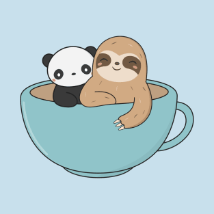 Kawaii Cute Panda and Sloth T-Shirt