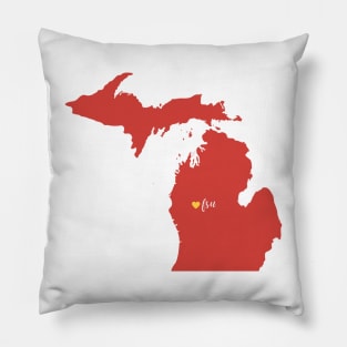 Big Rapids College Michigan Heart on map Pillow