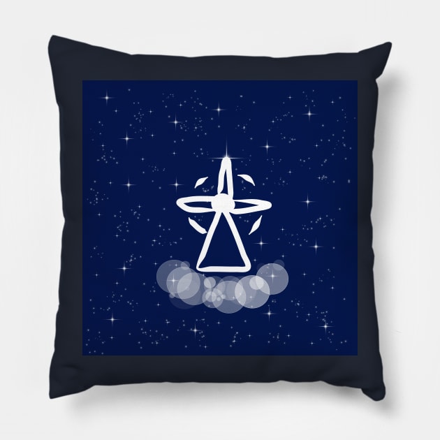 wind generator, energy, electricity, energy production, green energy, ecology, technology, light, universe, cosmos, galaxy, shine, concept Pillow by grafinya