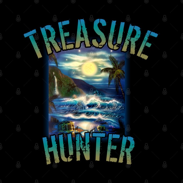Treasure hunter metal detecting treasure hunting by Coreoceanart