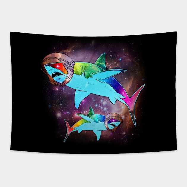 Space Sharks! Tapestry by Tabryant