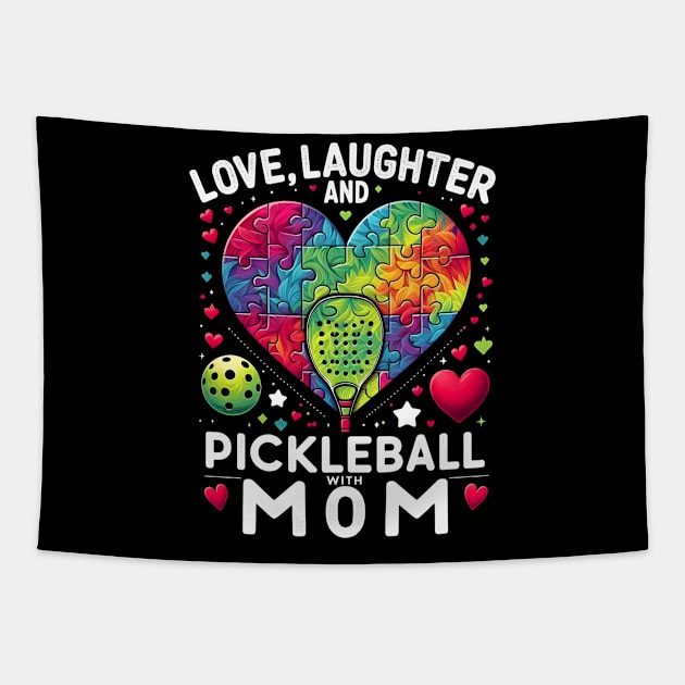 Love, Laughter, and Pickleball with Mom Mother's Day Tapestry by Melisachic