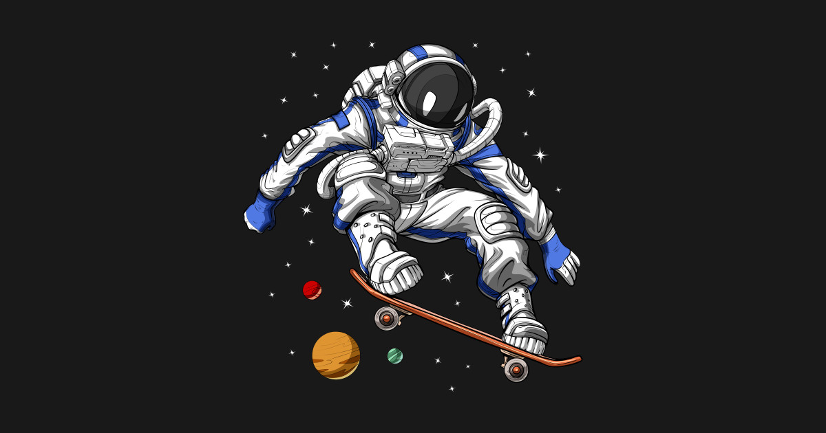 Space Astronaut Skateboarding - Astronaut Skateboard - T-Shirt | TeePublic