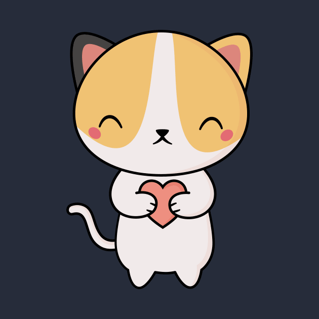 Kawaii Cute Cat With A Heart by happinessinatee