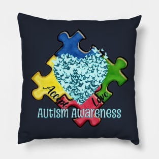 Autism Awareness Puzzle and Butterflies Design Pillow