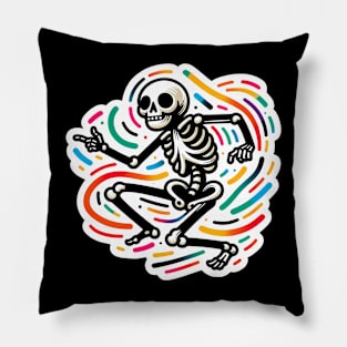 Dancing Skeleton Vibing Pillow