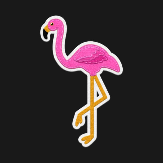 Pink Flamingo Felt Look with Stitching | Cherie's Art(c)2020 by CheriesArt