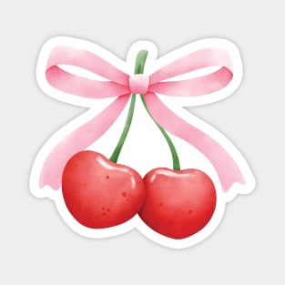 Coquette Aesthetic Girly Pink Bow Cherries Y2k Magnet