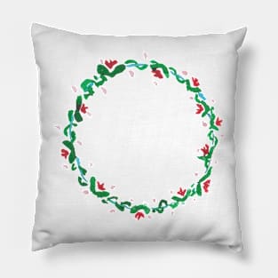 Wreath with green flowers Pillow