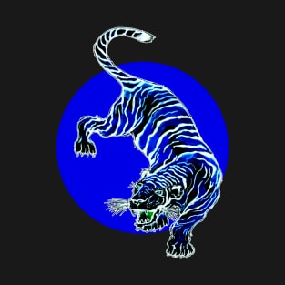 Blue and White Tiger Circle T-Shirt