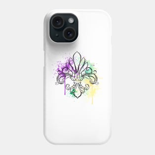 Lily with Watercolor ( Mardi Gras Fleur de Lis ) Phone Case