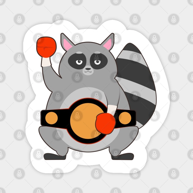 Raccoon as Boxing champ with Belt Magnet by Markus Schnabel