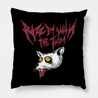 Rizz em with the tism metal style Pillow