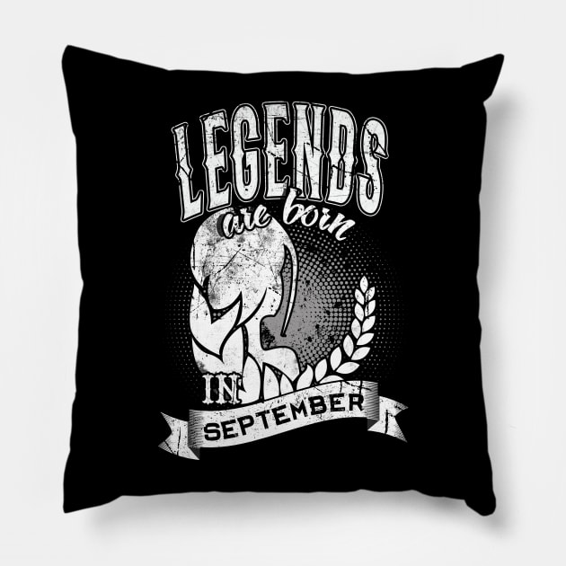 Legends Are Born In September Pillow by EddieBalevo