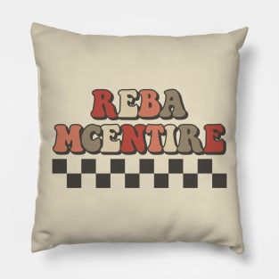 Reba McEntire Checkered Retro Groovy Style Pillow