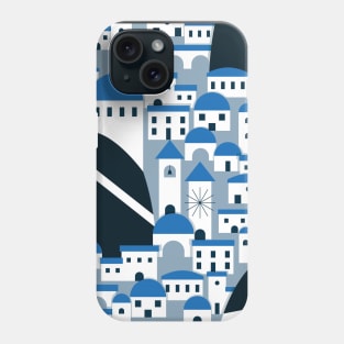 Santorini village pattern in white and blue Phone Case