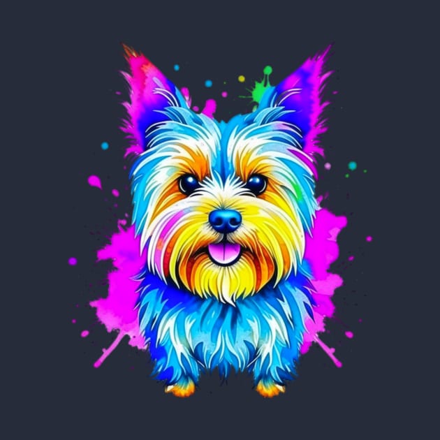 Colorful Yorkshire Terrier Splatter Art - Miniature Majesty by Paul Buttermilk 