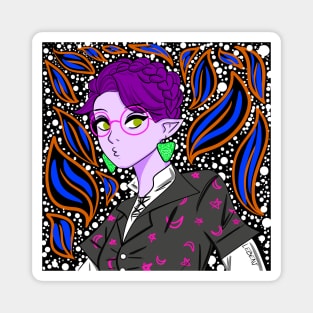 sweetheart purple elf, with magical patterns Magnet