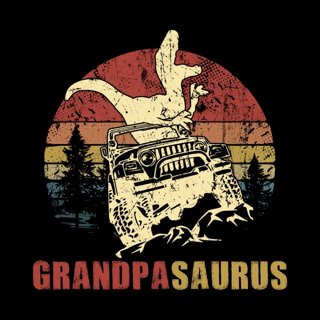 Vintage Jeep T-Shirt GrandpaSaurus Jeep Dad Gift by Lones Eiless