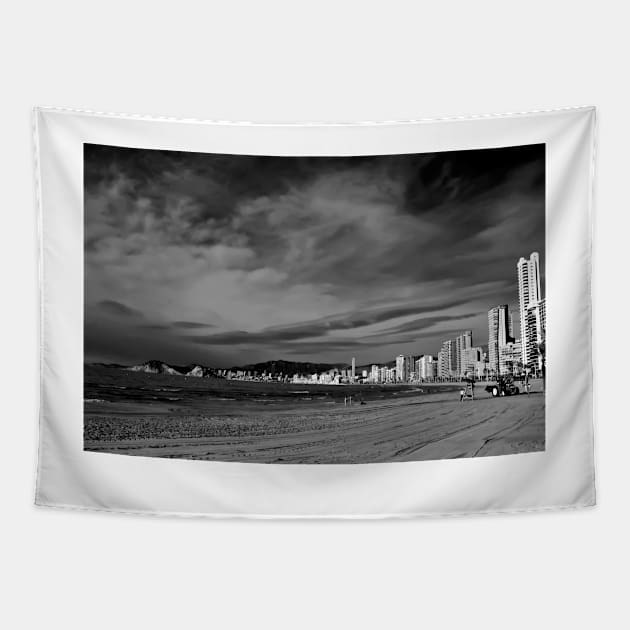 Benidorm Levante Beach Costa Blanca Spain Tapestry by AndyEvansPhotos