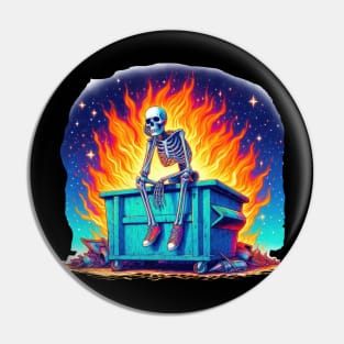 Skeleton on a Dumpster Fire Pin