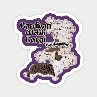 Cardigan Welsh Corgi with Map of Cardiganshire Magnet