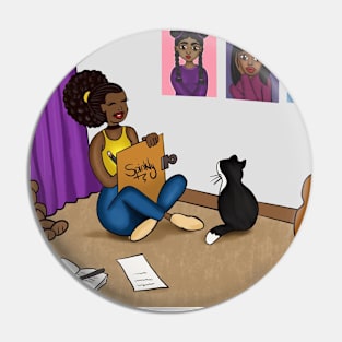 Digital art illustration of black woman studying Pin