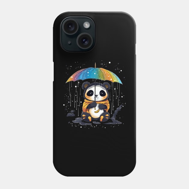 Panda Rainy Day With Umbrella Phone Case by JH Mart