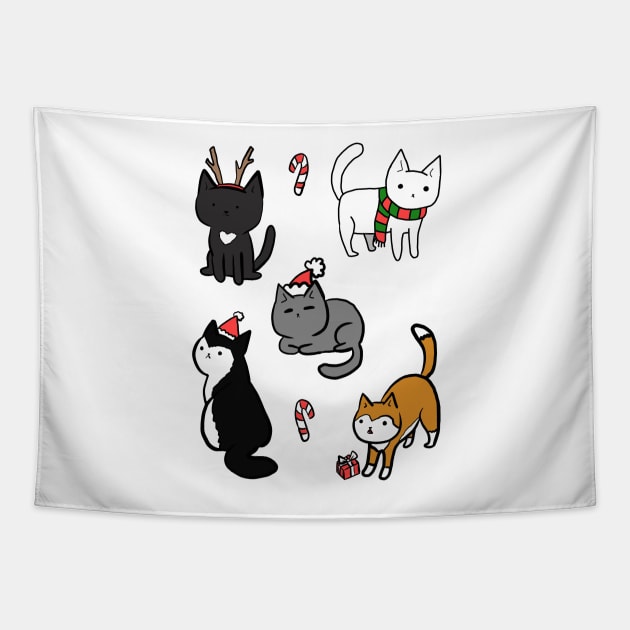 Cute christmas cats Tapestry by Mayarart