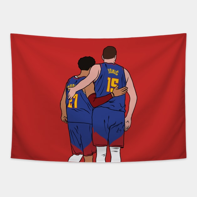 Jamal Murray and Nikola Jokic Tapestry by rattraptees