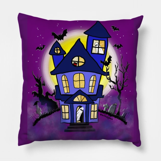 Ghost Haunted House Pillow by BRobinson