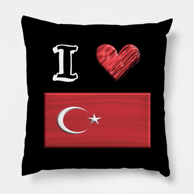 I love Flag from Türkei Pillow by JG0815Designs