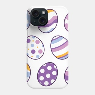 Egg Pattern | Purple Orange | Stripes Clouds Flowers Dots | White Phone Case