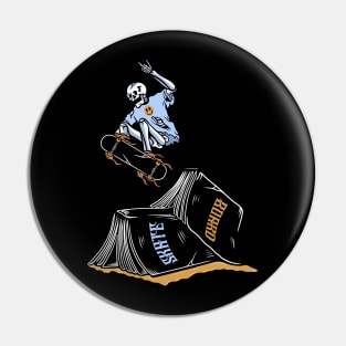 Skater on books Pin