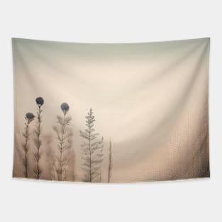 Nature Beige Boho Chic  Minimalist Botanical Plants Tapestry