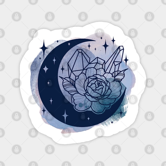 Crystal Moon Flower Magnet by ontheoutside