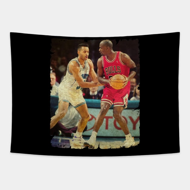 Michael Jordan vs Dell Curry Tapestry by Wendyshopart