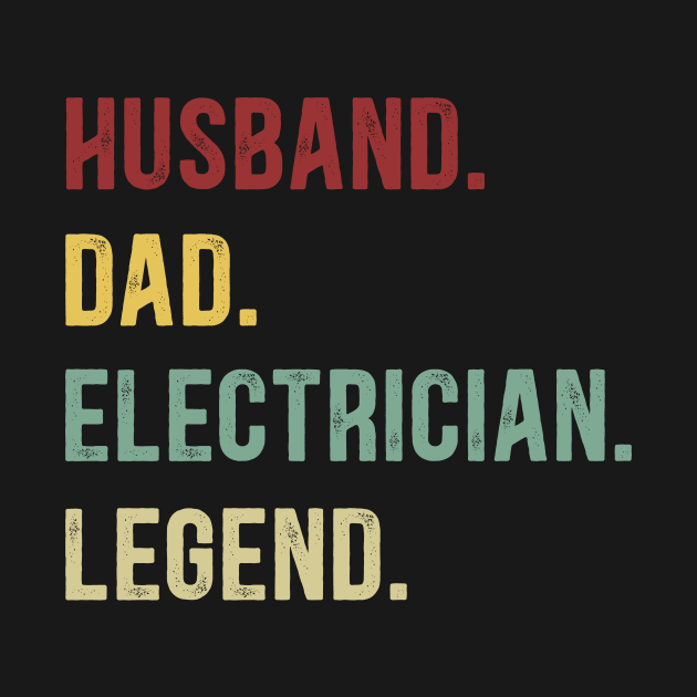 Electrician Funny Vintage Retro Shirt Husband Dad Electrician Legend by Foatui