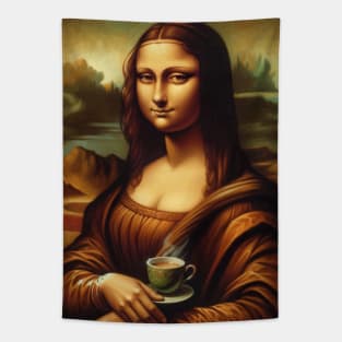 Mona Lisa's Tea Time: National Hot Tea Day Tapestry