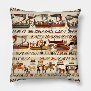 BAYEUX TAPESTRY ,BATTLE OF HASTINGS ,NORMAN KNIGHTS HORSEBACK AND VIKING SHIPS Pillow