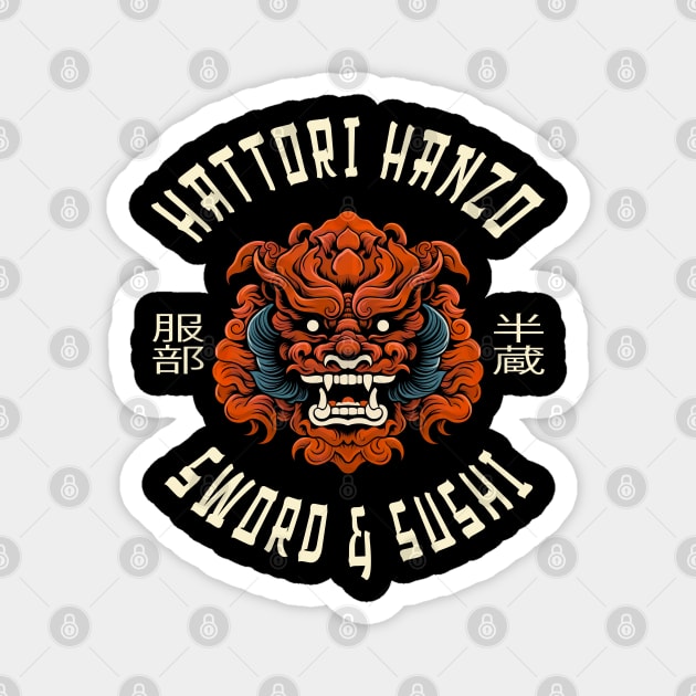 Hattori Hanzo Sword And Sushi Magnet by ShirtFace