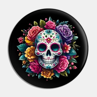 Sugar Skull Art - Floral Mystery Pin