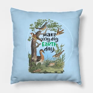 Earth Day Nature Illustration with Text Pillow
