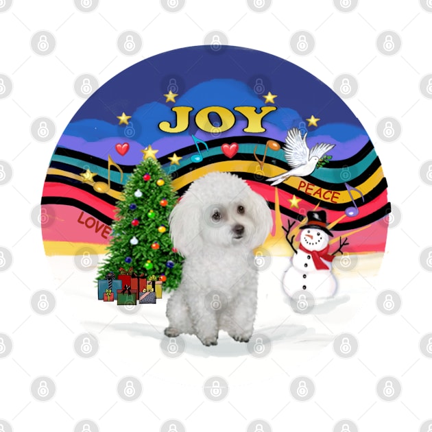 "Christmas Music Joy" with a White Toy Poodle by Dogs Galore and More