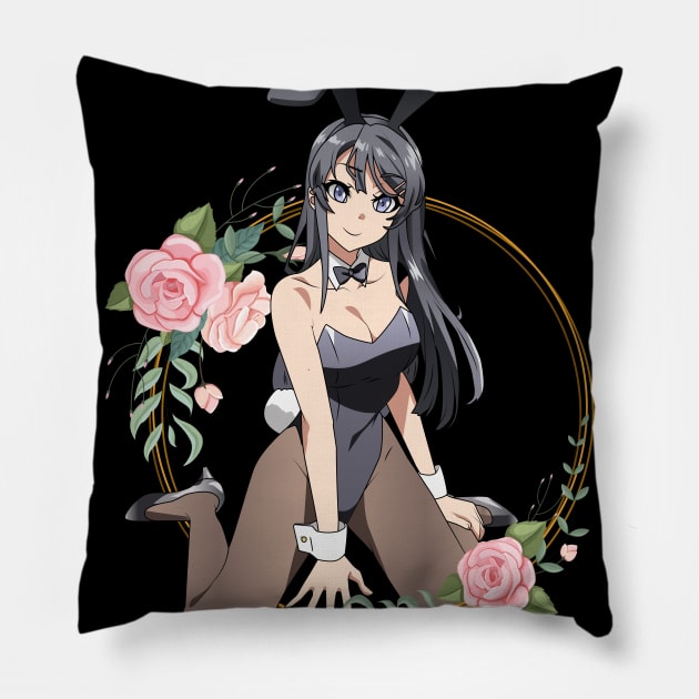 Bunny girl senpai - Mai Sakurajima Pillow by Hala Art