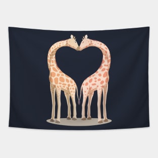 Two Giraffes Kissing Tapestry