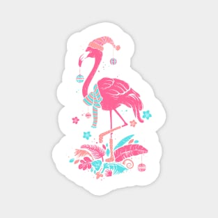 Flamingo Tropical Beach Christmas Magnet