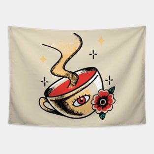 Coffee Monster Tattoo Graphic Tapestry