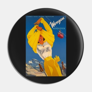 Wengen, Männlichen,Switzerland,Ski Poster Pin