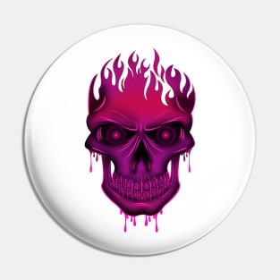 Flame Skull - Hot Pink Pin